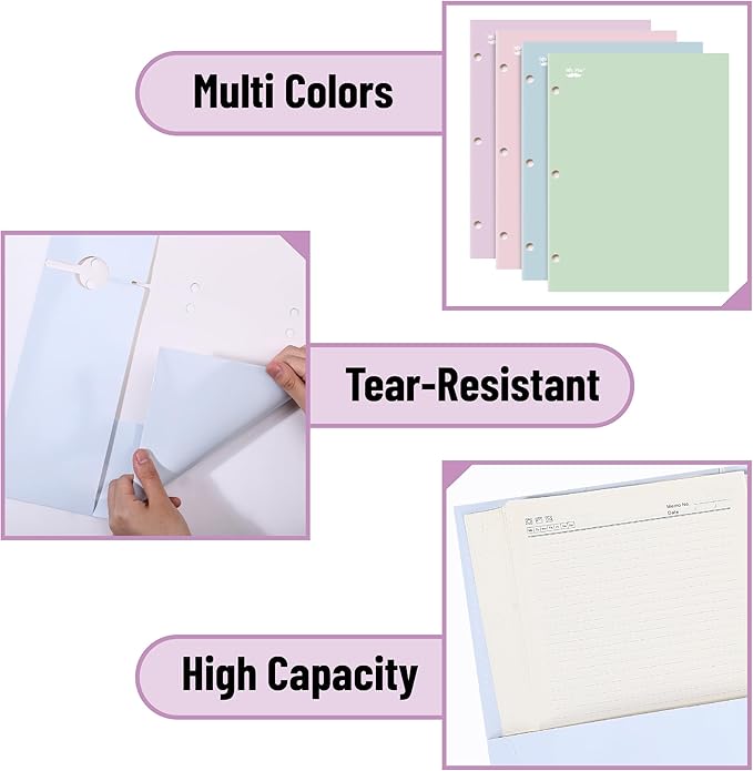 Mr. Pen- Pocket Folders Bulk, 4 Pocket, 24 Pack, Pastel Colors, Folders with Pockets 3 Hole Punched