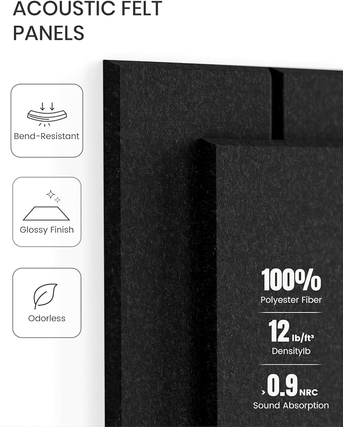 Fluxynara Felt Bulletin Board & Cork Board Alternative, Black | 36" x 24" Pin board, Removable Adhesive Tabs, Easy Install Without Wall Damage, For Home Office Decor