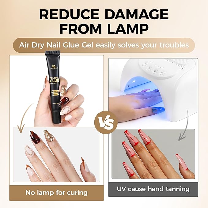 UNA GELLA Strong Nail Glue Gel, 15ml*2pcs No U V/Lamp Needed Nail Gel Glue, Quick Air Dry Semi Solid False Nail Glue, Super Strong Nailglue For Press Ons Acrylic Nails Tips Extension DIY Kit