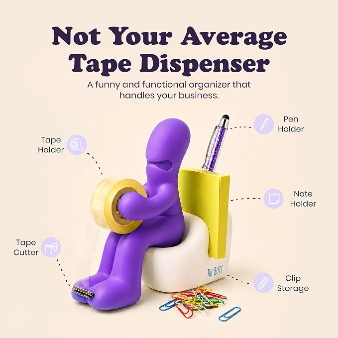 The Butt Tape Dispenser – Funny Gifts for Men – Weird Stuff, Desk Accessories for Men - Novelty, Fun Office Supplies Gag Gifts for Men - Teacher Gifts Boss Gifts for Men - Going Away Gift for Coworker