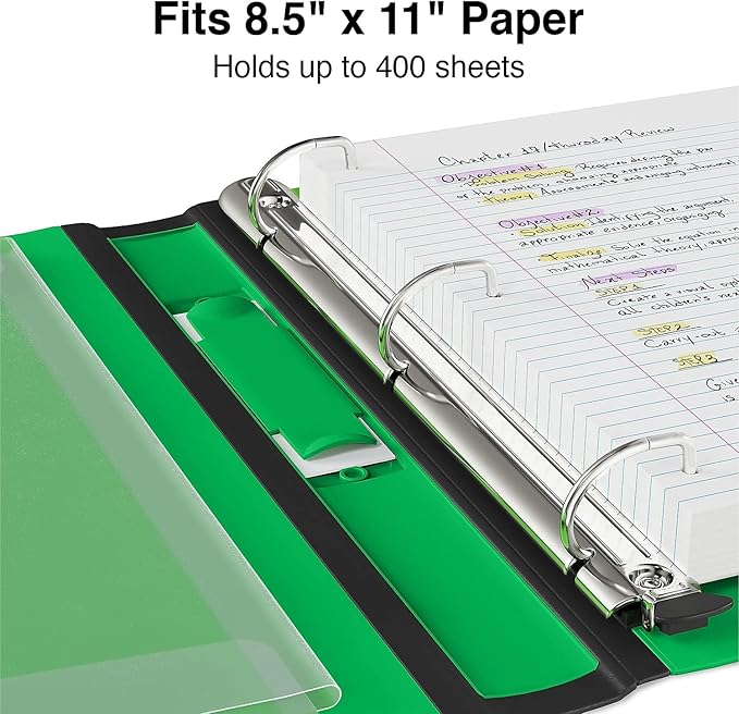 Staples Better 1.5-Inch 3-Ring Binder, Green – Heavy-Duty Binder for School & Office Organization