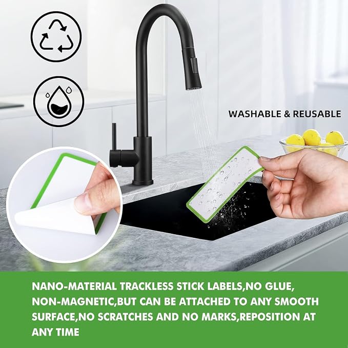 Reusable Dry Erase Labels Sticky Notes for Storage Bins Organizing Jar Pantry, Waterproof Removable Label Stickers for Kitchen Office School All Purpose Use (1.25 * 3.5 inches Mullticolor)