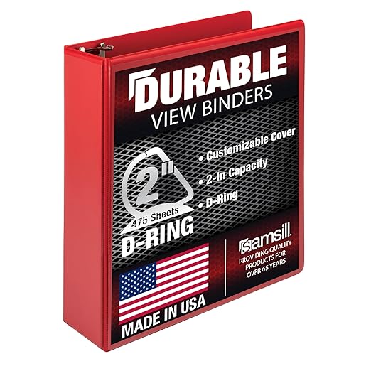 Samsill Durable 2 inch 3 Ring Binder, D Ring Binder, 100% Recycled Chipboard, Red