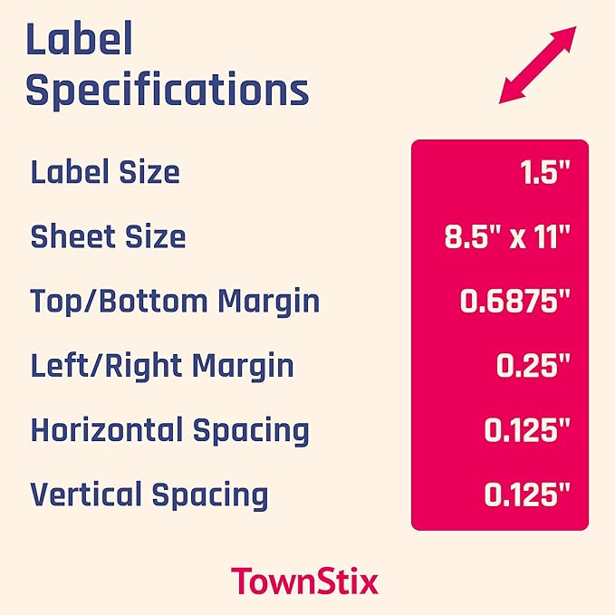 1.5" Round Matte White Sticker Label, Laser/Inkjet Printing - Letter Size, 30 Sheets
