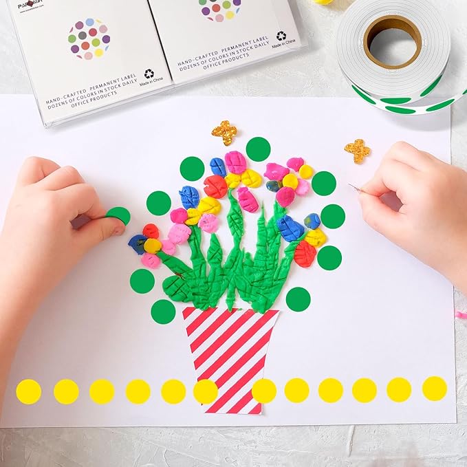 PARLAIM 1/2" Circle Dot Stickers 2 Rolls Pack 2000 Color Coded Labels for Home Commerce Business, Green + Yellow