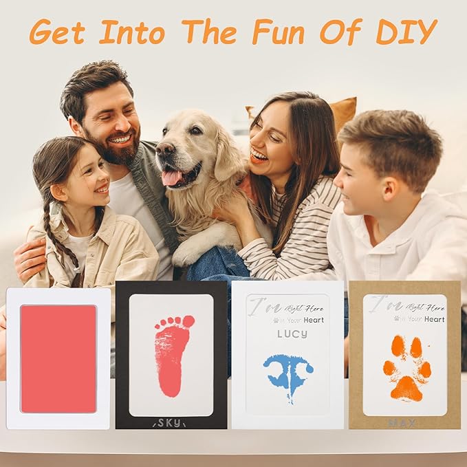Paw Print Kit - Dog & Cat Paw & Nose Imprint Cards, Clean Touch Ink Pads for Keepsakes