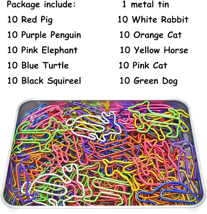 Cute Paper Clips Animal Shaped Paperclips, Fun Office Desk Accessories 100 PCS