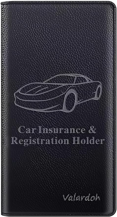 Premium Car Registration and Insurance Card Holder, Car Document Holder for Cards, Driver License & other Essential Documents (Black)