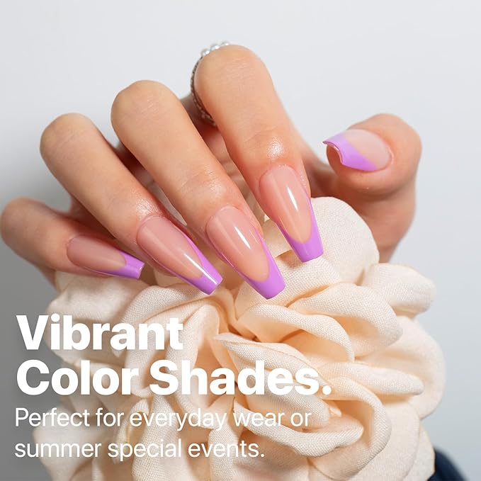 SXC Cosmetics X-Pro Tips French Tip Press On Nails - Bright Pastel Glow in the Dark Series (GLOW120-M Coffin)