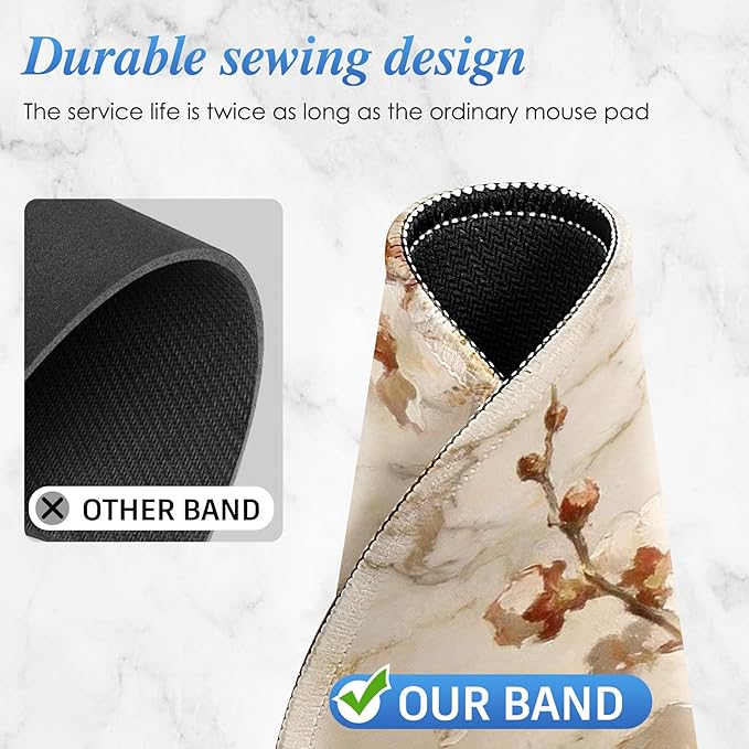 Round Mouse pad, high-end Texture, Sewn Edge Design, Anti-Slip Rubber Base. 8.6 x 8.6 inches (Marble Petals)