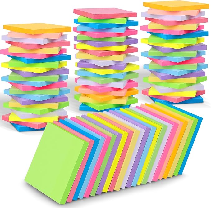 36 PCS Sticky Notes Bulk 3x3 Inch 12 Colors Colorful Memo Pads | 75 Sheets Per Pad, Self Stick Notes, Adhesive Paper, Teachers, Students, School, Office, Meetings, To Do Lists