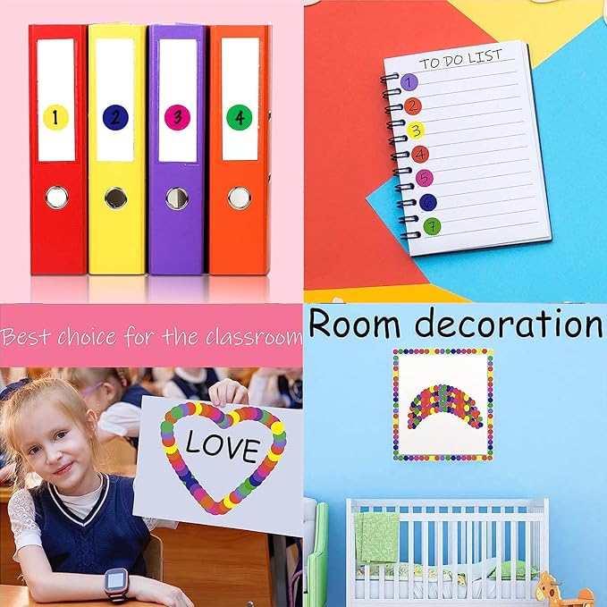 1400 PCS Colored Dot Stickers Round Color Coding Labels Polka Circle Dot Label Sticker for Office, Classroom, Yard Sale, Garage Sale(10 Colors, 3/4 inches)