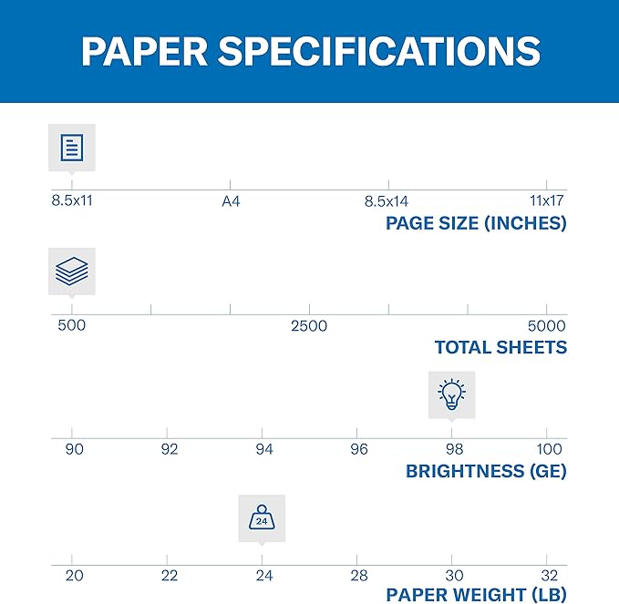 Hammermill Premium Laser Print Paper, 24 lb Copy Paper, 8.5 x 11 Letter Size, 3 Hole - 1 Ream (500 Sheets) - 98 Bright