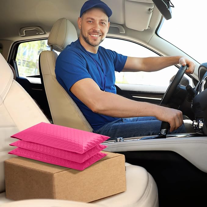 UCGOU Bubble Mailers 5x8.6" Usable Size 5x7" Padded Mailer Hot Pink 50 Pack | Waterproof Lightweight Mailing Packages,Opaque Self Seal Adhesive Boutique Padded Shipping Bags for Jewelry Makeup Supplier