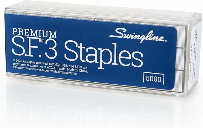 Swingline Staples, S.F. 3, Premium for Desktop Staplers, 1/4" Length, 105/Strip, 5000/Box, Jam Free, Half Strip (35440)