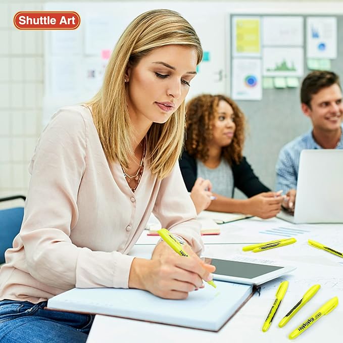 Shuttle Art Yellow Highlighters, 30 Pack Highlighters Bright Colors, Chisel Tip Dry-Quickly Non-Toxic Highlighter markers for Adults Students Highlighting in Home School Office