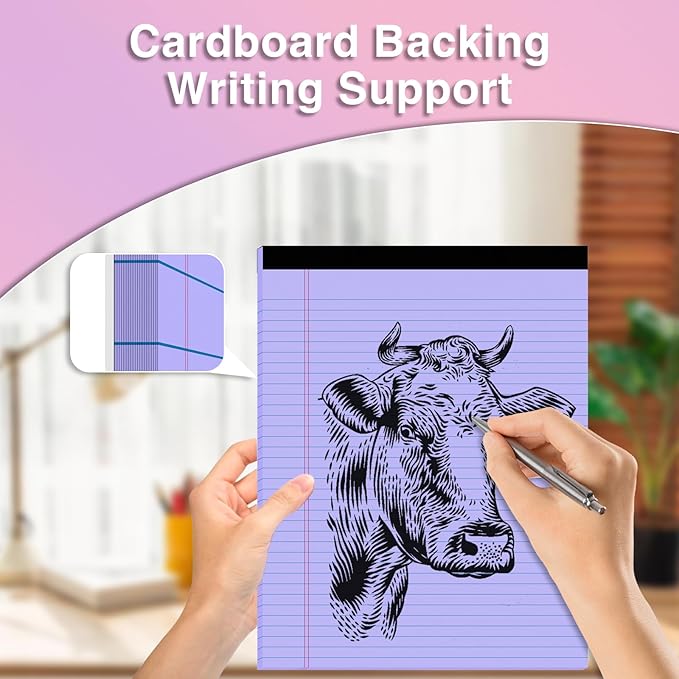 3 Pcs Legal Pads 8.5 x 11 Purple Note Pads 8.5 x 11 Notepad Total 75 Sheets, Micro Perforated Writing Pads Lined Paper College Ruled Pad of Paper Notebook To-Do List for School & Office Supplies