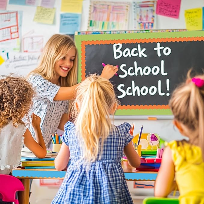 8 Rolls 262.4 Ft Bright Bulletin Board Borders Set - Decorations for Office, School Classroom Decor, Teachers & Home DIY - Posters & Birthday Parties - Board Trim （Aesthetic Color）