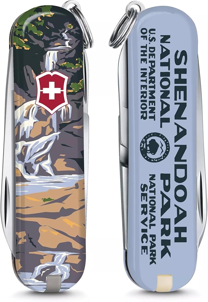 Victorinox Classic SD Swiss Army Knife, Compact, 7 Functions, Swiss Made Pocket Knife with Small Blade, Screwdriver and Key Ring - Shenandoah National Park