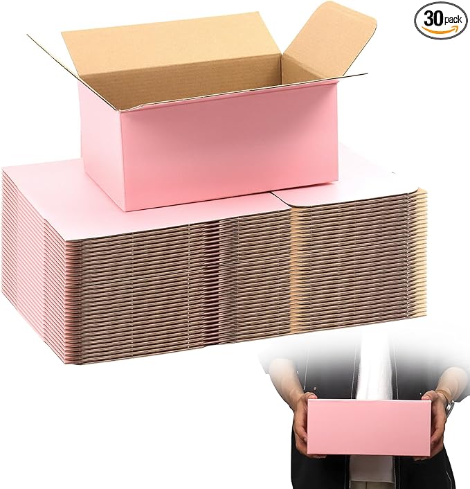 9x6x4 Pink Shipping Boxes, 30 Pack Mailing Boxes for Small Business, Corrugated Cardboard Boxes for Shipping, Packaging