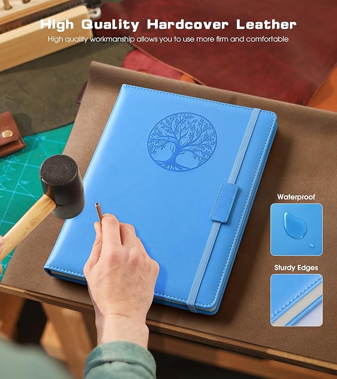 Lined Journal Notebook for Women Men,256 Pages A4 Large Hardcover Leather Journals for Writing,Travel,Business,Work,School,College Ruled Notebooks for Note Taking, Diary Notepad 8.6"×11"