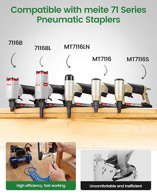 meite 22 Gauge 71 Series 3/8" Crown Wide 5/8" Leg Length Galvanized Staples for Upholstery Stapler 10,020 PCS/Box (5 Boxes)