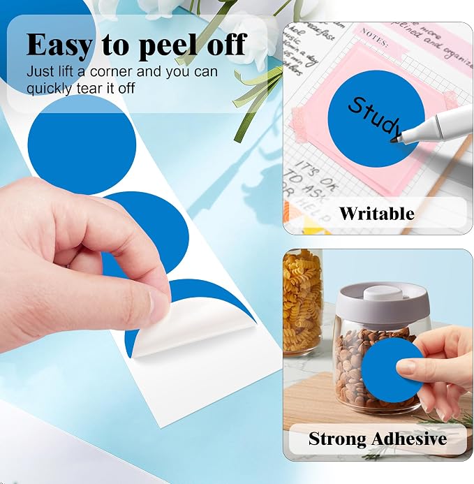 PARLAIM 2 Inch Round Adhesive Color-Code Dot Stickers,4Rolls/2000 per Rolls dots Label Dispenser Box, Circle Stickers Label Inch Coding Labels (Blue)