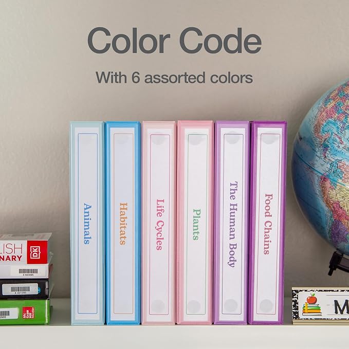 Cardinal 1.5 Inch 3 Ring Binders, 6 Pack, Pastels, Holds 350 Sheets | Round rings, clear view covers for custom inserts, and 2 inside pockets. PVC free, non stick. Stock up pack.