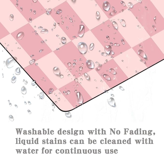 Pink Mouse Pads for Desk, Checkered Pattern Mouse Pad, Square Premium Texture Computer Cute Mousepad for Office Work Home,Non-Slip Rubber Gaming Mouse Pads Modern Aesthetic