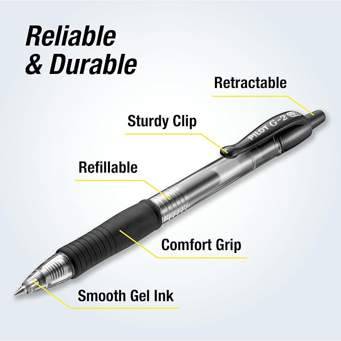 PILOT G2 Premium Rolling Ball Gel Pens, 0.38mm, Black Ink, 12 Count (Pack of 12)