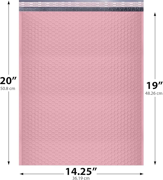 Light Pink Poly Bubble Mailers 14.50x20 Inch #7 | Self Seal Large Padded Envelopes | Air Cushioned Bubble Mailer | Usable Size 14.25x19 Inch | Waterproof Lightweight Mailing Shipping Bags | 100 Pack