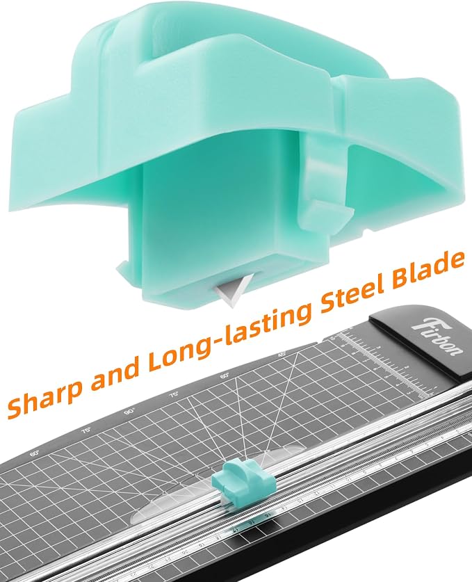 Firbon Paper Cutter Replacement Blades, Refill Blades for A4 A5 Trimmers | 2 Pieces Green Blade Set | Spring-loaded Safety Design | Compatible for Paper Trimmer Slicer