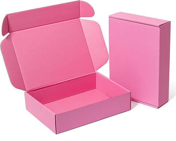 Timirog Pink Shipping Boxes 9x6.5x2 Inches 25 Pack Corrugated Cardboard | Mailing Box for Small Business, Tab Locking Literature Mailer for Packing Jewelry Ornament Gift Craft Packaging Supplier