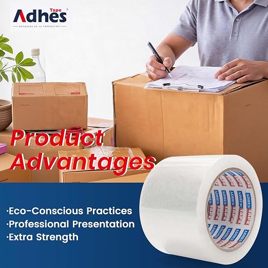 ADHES Packaging Tape 2.7MIL Heavy Duty Packing Tape Mailing Tape,3 Rolls | 3" x 165 ft (55 Yards) Clear Shipping Tape, Ultra-Strong & Durable for Packaging, Moving, Mailing, and Sealing