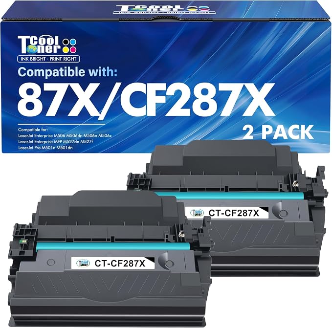 CF287X 87X Black Toner Cartridge High Yield CF287A 87A for HP Printer M501 | Compatible for HP LaserJet Enterprise Pro M501 M506 M501dn M506dn M506n M506x MFP M527f M527dn M527 Series Printer Ink 2-Pack