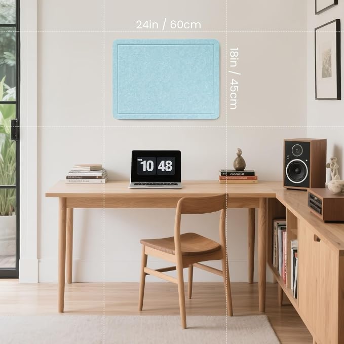 Felt Bulletin Board 24x18 inches, Decorative Pin Board for Home & Office | Cork Board Alternative for Wall with Push Pins, Display Mood Board for Photos, Notes & Reminders
