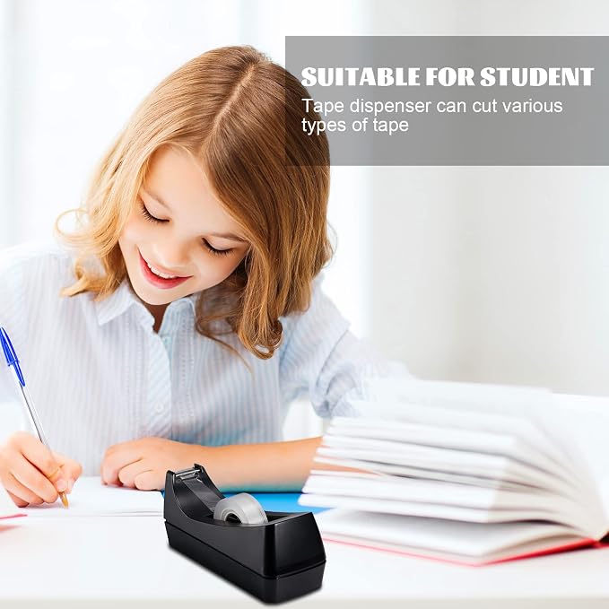 20 Pack Desktop Tape Dispensers Non Slip Base Bulk Set,Black | Stable Weighted Bottom Prevents Sliding, Fits Standard Rolls, Ideal for Office Home Classroom Desk, Refills Not Included
