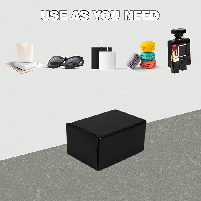 6x4x3 Inches Shipping Boxes Pack of 25, Packaging Corrugated Cardboard Mailer Boxes for Small Bussiness, Black