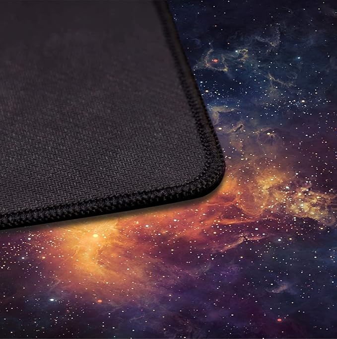 Large Starry Sky Mouse Pad with Stitched Edges, Computer Keyboard Desk Pad | Large Extended Mouse Pad; Full Desk Coverage; Waterproof Coating; Stable Anti-Slide Base For Gaming, Office, Study Daily Use