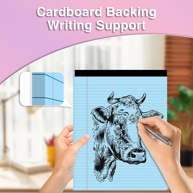 3 Pcs Legal Pads 8.5 x 11 Blue Note Pads 8.5 x 11 Notepad Total 75 Sheets, Micro Perforated Writing Pads Color Lined Paper College Ruled Pad of Paper Notebook To-Do List for School & Office Supplies