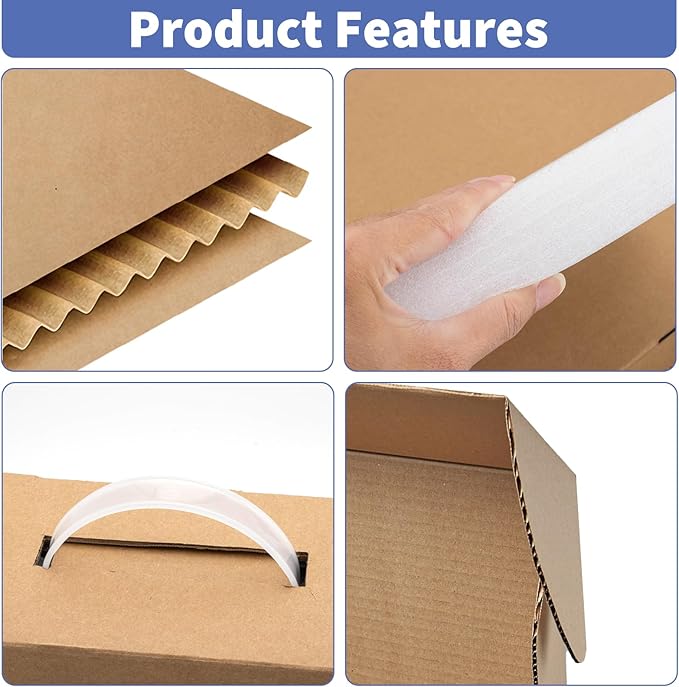 Laptop Shipping Box with Protective Foam for up to 17.3 Inch Notebook, Cardboard Laptop Box for Shipping, Secure Mailing Boxes (17"L x 12"W x 4"H)