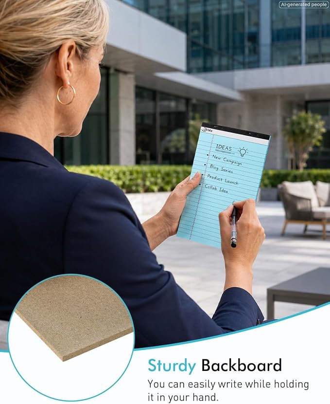 Dynta 24pcs Small Legal Pads 5x8 Note Pads for Writing | Office Supplies, Multicolor, 80GSM Heavyweight Paper, 45 Sheets Per Notepad, Perforated