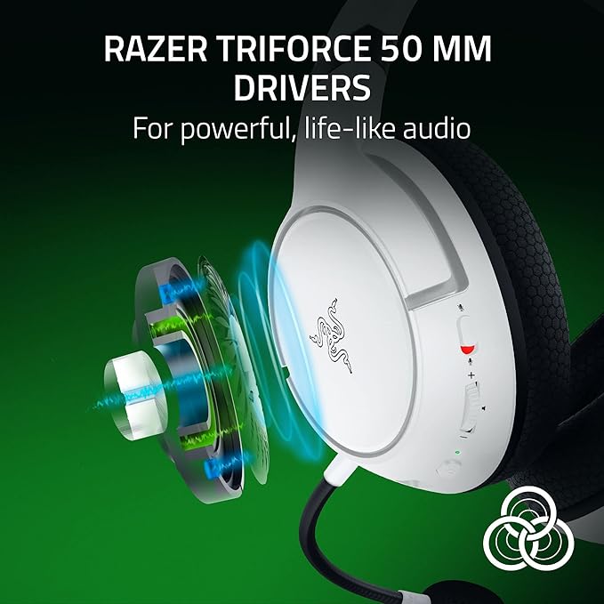 Razer Kaira HyperSpeed Wireless Gaming Headset for Xbox Series X|S, Xbox One, PC: TriForce 50mm Drivers - HyperClear Cardioid Mic - Low Latency Bluetooth - Up to 30 Hour Battery Life - White