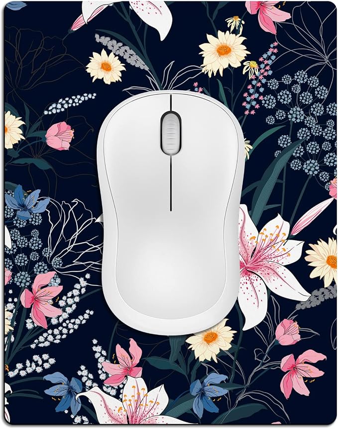 Small Mouse Pad Cute, Mini Mouse Pads for Wireless Mouse and Laptop, Travel Mousepad with Designs - Aesthetic Floral, Portable Mousepads with Non-Slip Rubber Base for Women - 5.5 x 7 in