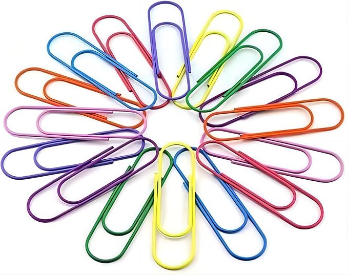 50 Pack 4 Inches Jumbo Paper Clips, Vinyl Coated Multicolored Extra Large Mega Paperclips, Colored Binder Clip for Office School Document Organizing Office Supply Accessories