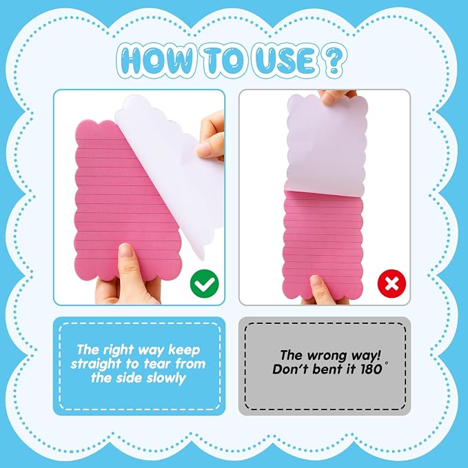 Eaasty 8 Pack Scalloped Sticky Notes Lined 4" X 6" Rainbow Memo Pads | Aesthetic Cute Wavy Edges, Self-stick for School Office Desk, 240 Sheets Bulk, Pretty Design for Reminders Planning