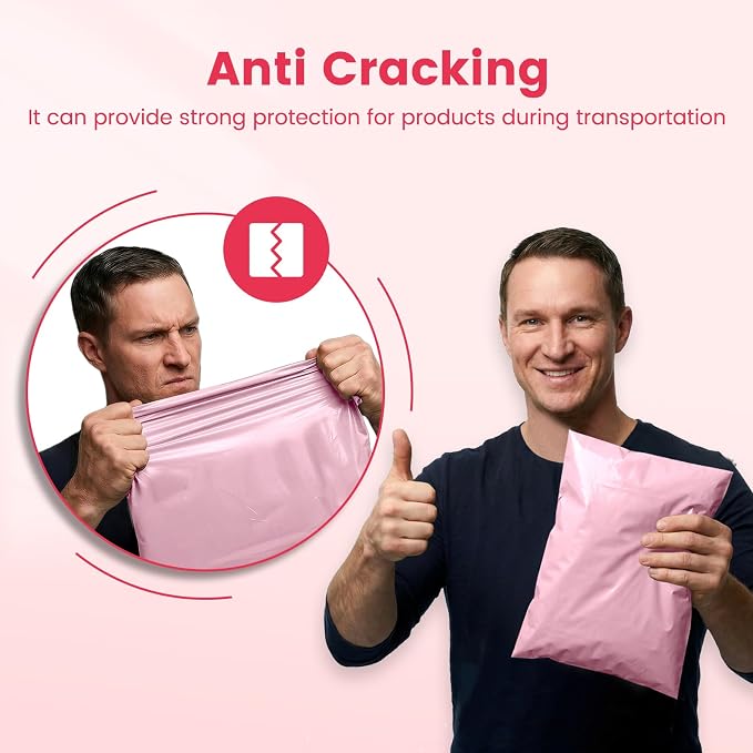 Metronic Poly Mailers 10x13 1000 Pack, Small Bulk Shipping Bags for Clothes | Heavy Duty Self Seal Waterproof Tear-resistant Packaging Bags, Mailing Envelopes for Clothing, Small Business, Light Pink.