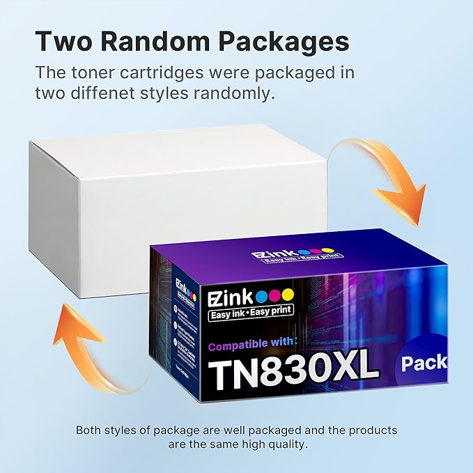 E-Z Ink Compatible TN830XL Toner Cartridge Replacement for Brother TN830XL TN830 TN 830 Toner Cartridges Compatible with Brother DCP-L2640DW HL-L2460DW HL-L2480DW HL-L2400D Printer (2 TN830XL Toner)
