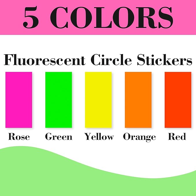 YSHIHE 3 x 1 Inch Fluorescent Colored Label Stickers in 5 Colors Rectangular Color-Coding Labels 400 Pack for Inventory,Office,Moving Box