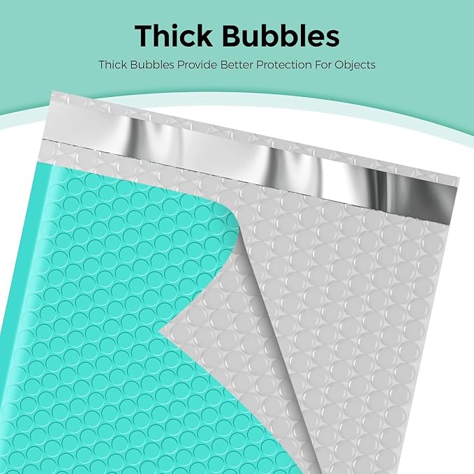 Metronic Bubble Mailer 8.5x12 Inch Teal 250 Pack Teal Padded Envelopes | Self-Seal Bubble Mailers Waterproof Cushioning Bubble Envelopes for Shipping, Jewelry Makeup Supplies, Packaging Bulk